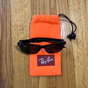 Kids’ Ray-Ban Black Sunglasses with Bright Orange Pouch